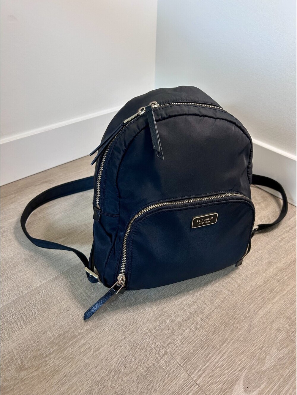 Kate Spade NY Medium Dawn Backpack/Book Bag Black Nylon With Gold Hardware